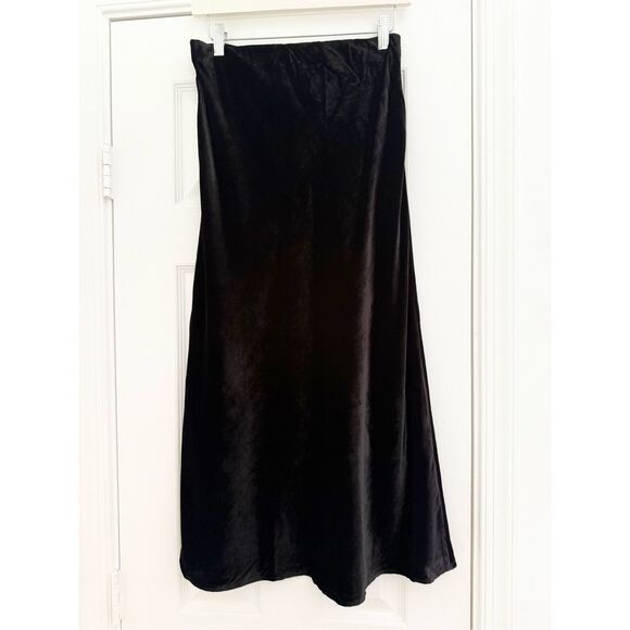 Faherty Womens Black Stretch Silk-Blend Velvet Ina Slip Skirt Size Small NWT - Picture 4 of 6